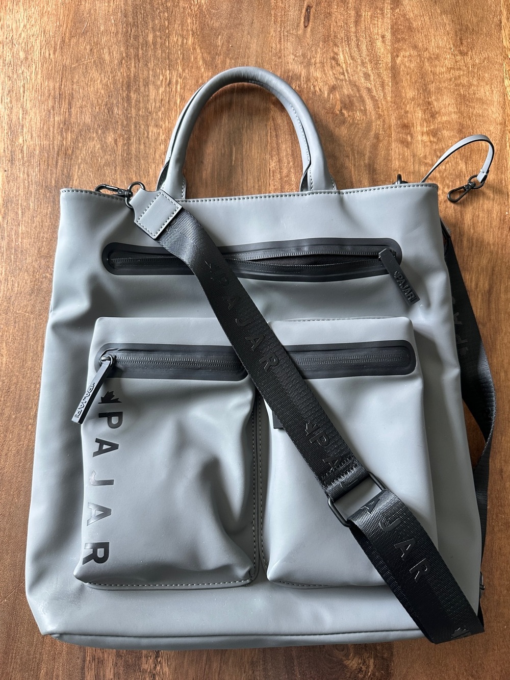 PAJAR Canada Light Gray 3-in-1 Rubberized Tote Bag Detachable Strap -B